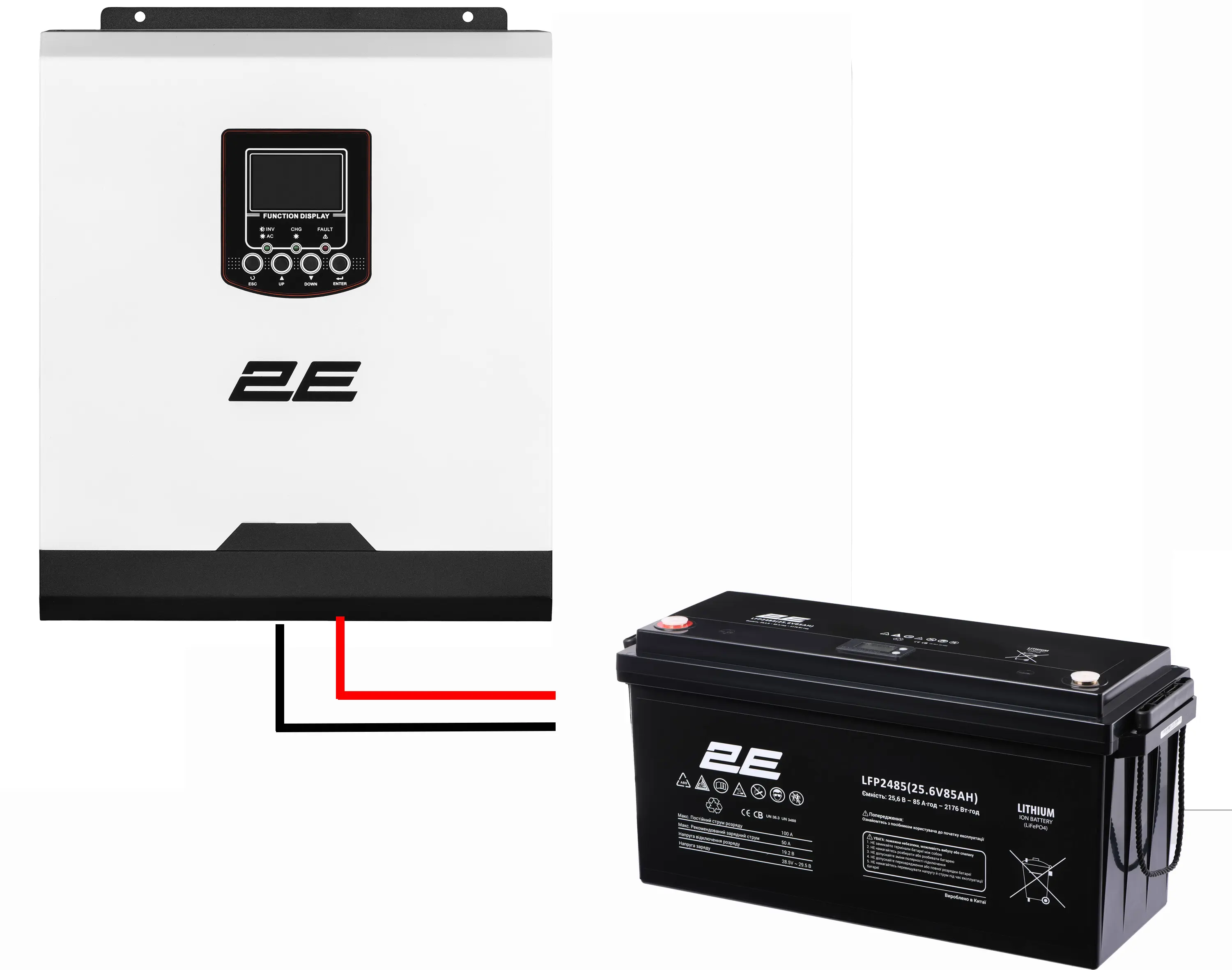 Комплект: Інвертор 2E VP-3K24 + Акумулятор 2E 85 A*h 24 V + дроти в подарунок 1